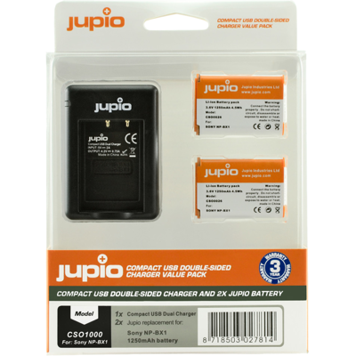 Afbeelding van Jupio Kit: 2x Battery NP BX1 + Comp.USB Double Sided Charger
