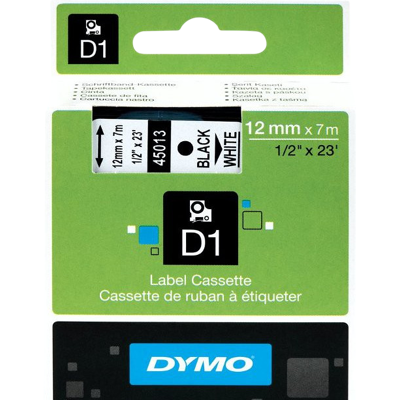Abbildung von Dymo Selbstklebendes etikettenband schwarz auf weiß rolle (1,2 cm x 7 m) 1 rolle(n) S0720530