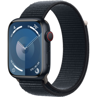 Abbildung von Apple Watch Series 9 4G 45 mm Mitternacht Aluminium Sport Loop