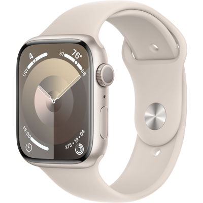 Abbildung von Apple Watch Series 9 4G 45mm Gold (Goldes Silikon Armband M/L)