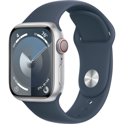 Image de Apple Watch Series 9 4G 41mm Argent (Bracelet Silicone Bleu S/M)