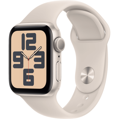 Abbildung von Apple Watch SE 2023 40mm Gold (Beiges Silikon Armband S/M)