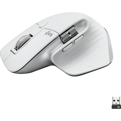 Afbeelding van Logitech Mouse MX Master 3S, Draadloos, Bout, Bluetooth, Lichtgrijze laser, Donkerveld, 200 8000 dpi, 7 Knoppen, Batterij, Detailhandel