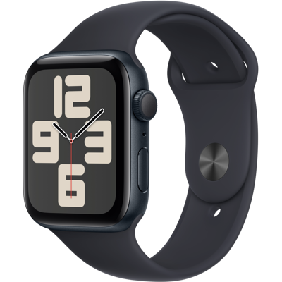 Abbildung von Apple Watch SE 2023 44mm Schwarz (Schwarzes Silikon Armband S/M)