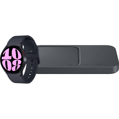 Afbeelding van Samsung Galaxy Watch 6 4G Zwart 40mm + Duo Draadloze Oplader