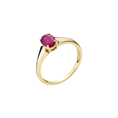 Billede af 8 karat Guld ring med syntetisk rubin 7X5mm