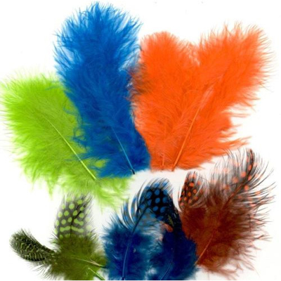 Abbildung von Vaessen Creative Marabou feathers &amp; guinea fowl 5 13cm 18pcs neon
