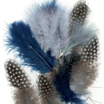 Abbildung von Vaessen Creative Marabou feathers &amp; guinea fowl 5 13cm 18pcs ocean