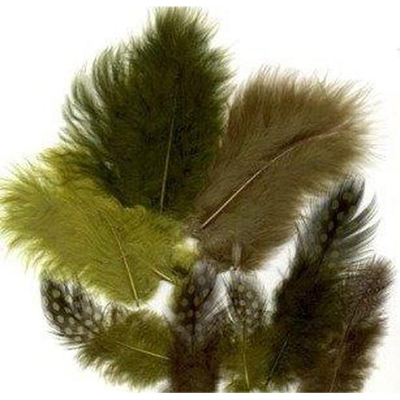 Abbildung von Vaessen Creative Marabou feathers &amp; guinea fowl 5 13cm 18pcs forest