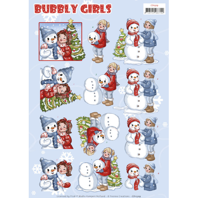 Afbeelding van Christmas Bubbly Girls 3D Cutting Sheet by Yvonne Creations 10 stuks