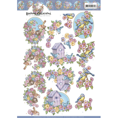 Afbeelding van 3D Cutting Sheet Yvonne Creations Flowers and Birds 10 stuks