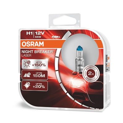 Afbeelding van Osram H1 Night Breaker Laser 150% 3500K Halogeen 55W (set)