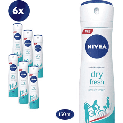 Afbeelding van Nivea Women Dry Fresh Deodorant Spray Voordeelverpakking 6x150ml