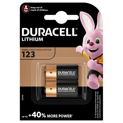 Afbeelding van Duracell Ultra Lithium CR123 batterijen 2 pack