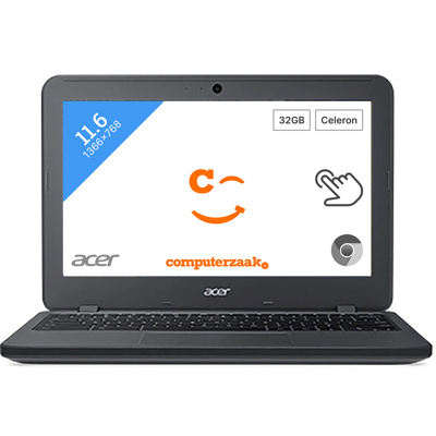 Afbeelding van Acer Chromebook 11 N7 C731 C5H7 11.6 inch HD Touchscreen Intel Celeron N3160 1.6 GHz 32GB Flash 4GB RAM QWERTY 3 Jaar Garantie