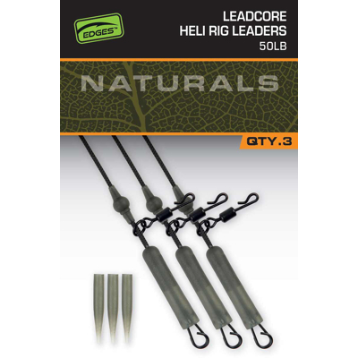 Abbildung von Fox Naturals Leadcore Heli Rig Leaders 75cm (50lb) (3 Stück) Karpfen Vorfächer