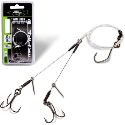 Billede af #4 Quantum Mr. Pike Ghost Traces Twin Hook Release Rig white 50cm 1pcs rigs