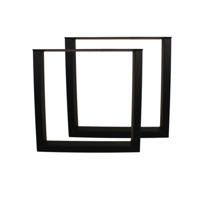Afbeelding van Tafelpoten U model 72x72 cm gepoedercoat zwart metaal set van 2
