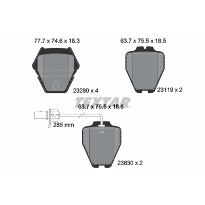 Immagine di TEXTAR 2328001 Kit pastiglie freno con segnalatore usura integrato AUDI: A6 C5 Avant, A4 B5 Sedan, VOLKSWAGEN: Passat GP Variant