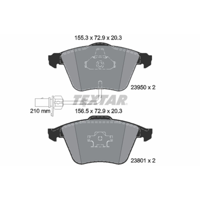 Imagem de TEXTAR 2395001 Jogo de pastilhas para travão disco com contacto avisador desgaste integrado AUDI: A4 B6 Avant, Sedan, B7 Avant
