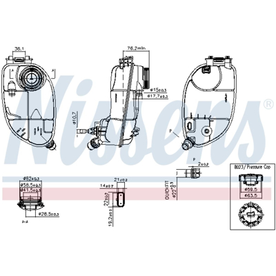 Immagine di NISSENS 996265 Vaschetta Radiatore 0,7 con calotta/coperchio MERCEDES BENZ: Classe A, B, CLA Coupe