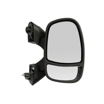 Imagem de espelho retrovisor Tyc 325 0075 à direita preto convexo, para regulação manual do OPEL: Vivaro A Combi, RENAULT: TRAFIC 2 Kasten