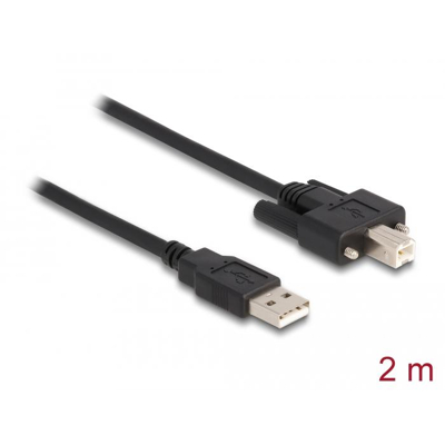 Afbeelding van Delock Kabel USB 2.0 Typ A Stecker zu B mit Schrauben 2 m