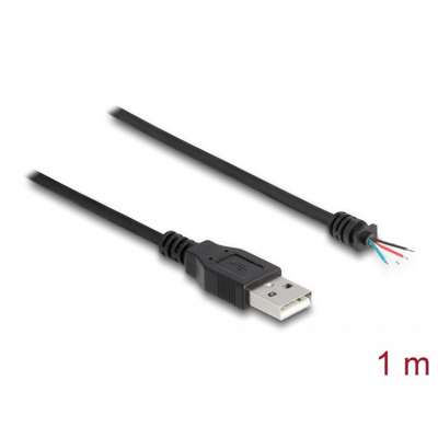 Afbeelding van Delock Kabel USB 2.0 Typ A Stecker zu 4 x offene Kabelenden 1 m schwar