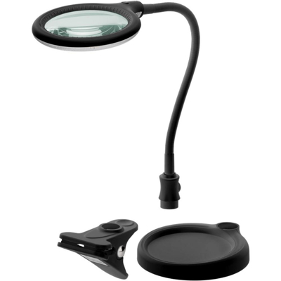 Afbeelding van Goobay LED statief/clip loeplamp 6 W, zwart 480 lm, 100 mm glazen lens, 1,75x vergroting, 3 dioptrie