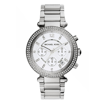 Image of Michael Kors Parker Chronograph watch silvercoloured, Women&#039;s, Size: One Size, Silver coloured