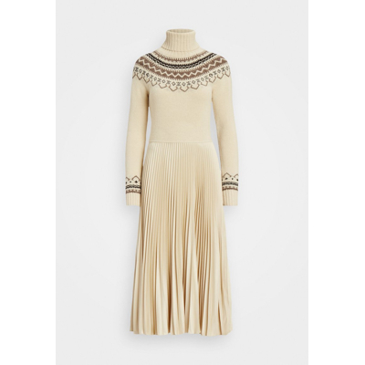 Afbeelding van POLO Ralph Lauren jurk met wol en all over print beige