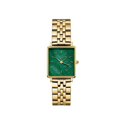 Afbeelding van Rosefield BEGSG Q050 Boxy XS Emerald Gold horloge dameshorloge Goudkleur