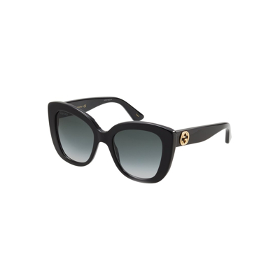 Image de Gucci GG Cateye Acetate Sunglasses Lunettes de soleil, Femme, Taille: 52, Black/grey