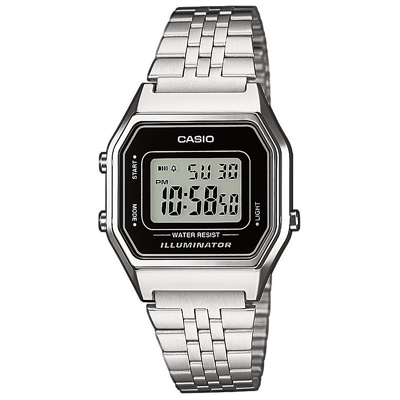Afbeelding van Casio LA680WEA 1EF Horloge Retro digitaal zilverkleurig zwart