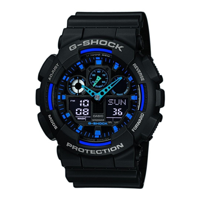 Afbeelding van Casio G Shock GA 100 1A2ER Classic horloge Horloges BlauwZwart
