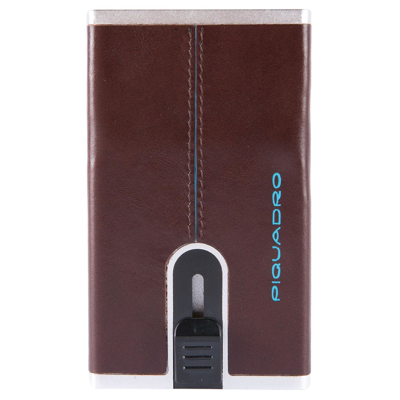 Afbeelding van Piquadro Blue Square Creditcard Case With Sliding System Mahogany