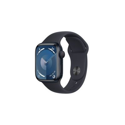Abbildung von Apple Watch Series 9 41mm Schwarz (Schwarzes Silikon Armband S/M)