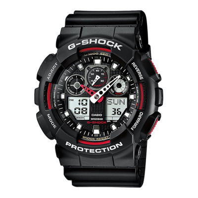 Afbeelding van Casio G Shock GA 100 1A4ER Classic horloge Horloges RoodZwart