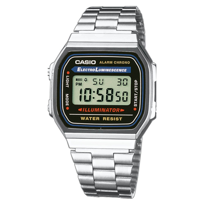 Afbeelding van Casio heren Horloge Retro A168WA 1YES in de kleur Zilver
