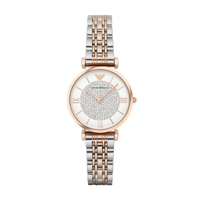 Abbildung von Emporio Armani Uhr silvercoloured/rosegoldcoloured, Damen, Größe: One Size, Silver coloured/rosegold coloured