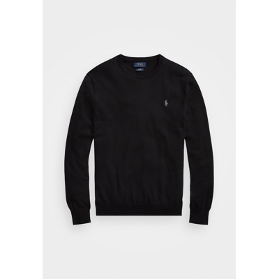 Afbeelding van Polo Ralph Lauren trui heren katoen ronde hals slim fit zwart effen