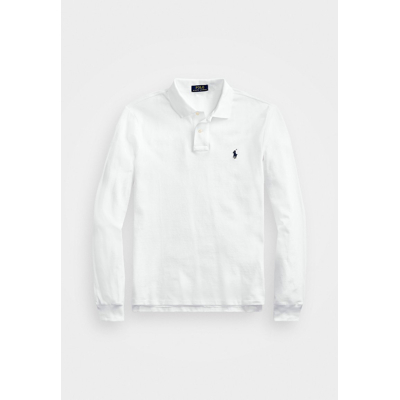 Afbeelding van polo Ralph Lauren lange mouwen slim fit Poloshirt wit effen