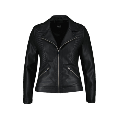 Afbeelding van MS MODE Leerlook jasje met zilveren details Zwart female Maat: 52