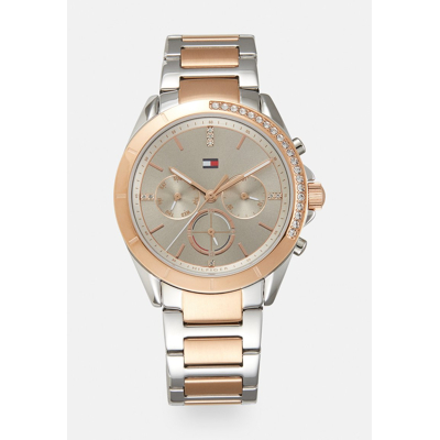Image of Tommy Hilfiger Kennedy Chronograph watch silvercoloured/rose goldcoloured, Women&#039;s, Size: One Size, Silver coloured/rose gold coloured