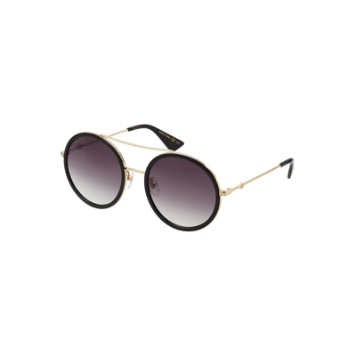 Afbeelding van Gucci GG0061S 001 Dames Zonnebril Zwart Goudgrijs Verloop Sunglasses