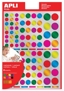 Afbeelding van Apli Kids Stickers, Cirkel, Blister Met 624 Stuks In Geassorteerde Metallic Kleuren En Groottes Stickers