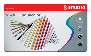 Afbeelding van Stabiloaquacolor Kleurpotlood, Metalen Doos Van 36 Stuks In Geassorteerde Kleuren Kleurpotlood