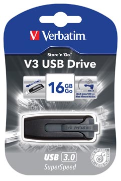 Afbeelding van Verbatim V3 USB 3.0 stick, 16 GB, zwart stick