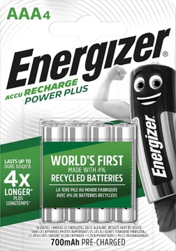 Afbeelding van Energizer Herlaadbare Batterijen Power Plus Aaa, Blister Van 4 Stuks