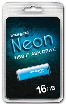 Afbeelding van USB stick 2.0 Integral 16GB neon blauw
